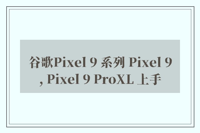 谷歌Pixel 9 系列 Pixel 9, Pixel 9 ProXL 上手