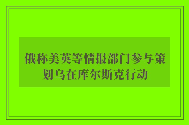 俄称美英等情报部门参与策划乌在库尔斯克行动