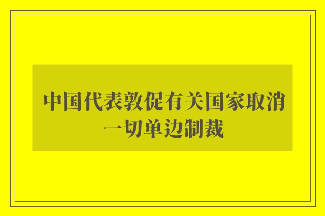 中国代表敦促有关国家取消一切单边制裁