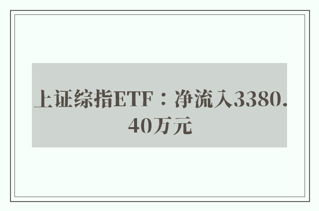 上证综指ETF：净流入3380.40万元