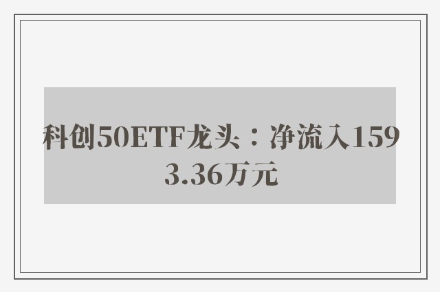 科创50ETF龙头：净流入1593.36万元