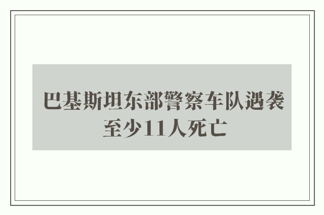 巴基斯坦东部警察车队遇袭 至少11人死亡