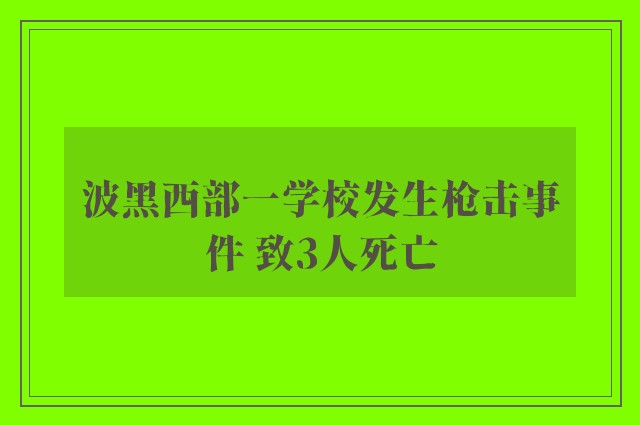 波黑西部一学校发生枪击事件 致3人死亡