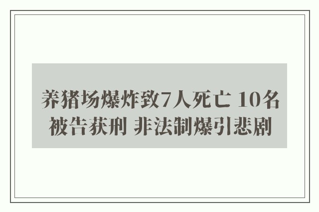 养猪场爆炸致7人死亡 10名被告获刑 非法制爆引悲剧