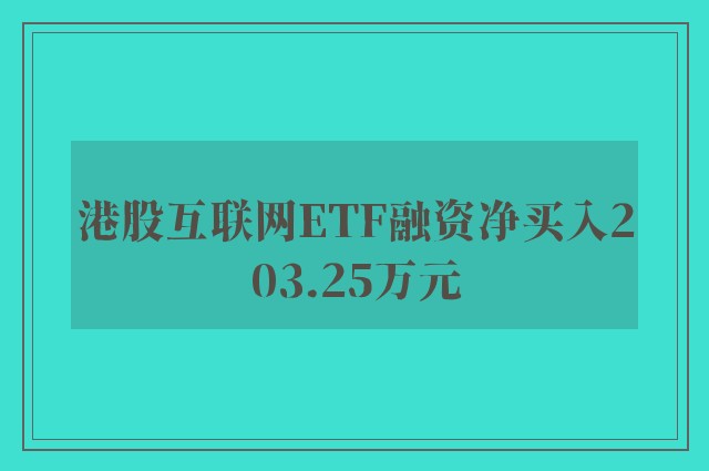 港股互联网ETF融资净买入203.25万元