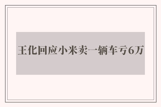 王化回应小米卖一辆车亏6万