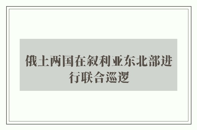 俄土两国在叙利亚东北部进行联合巡逻