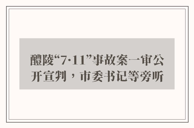 醴陵“7·11”事故案一审公开宣判，市委书记等旁听