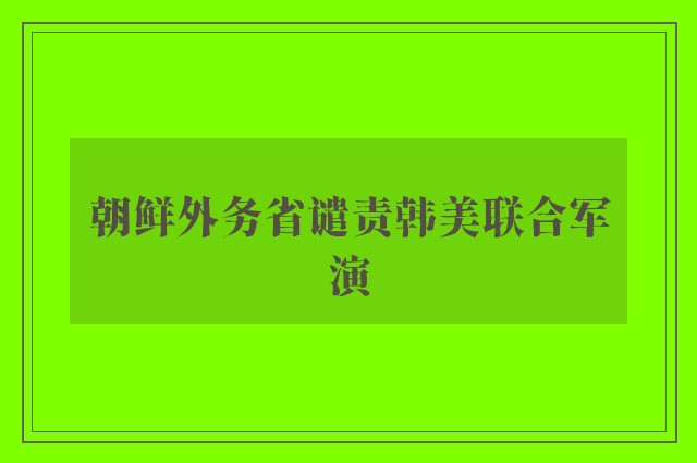 朝鲜外务省谴责韩美联合军演