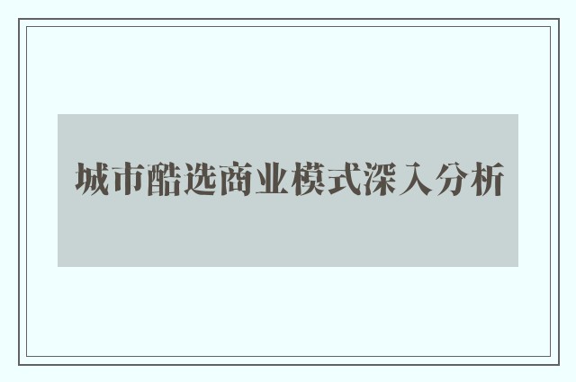 城市酷选商业模式深入分析