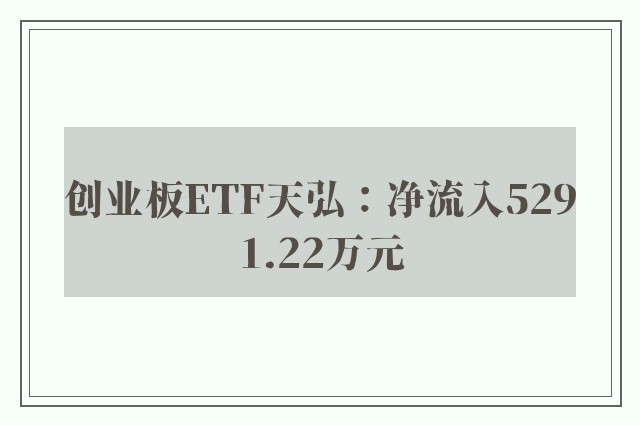 创业板ETF天弘：净流入5291.22万元