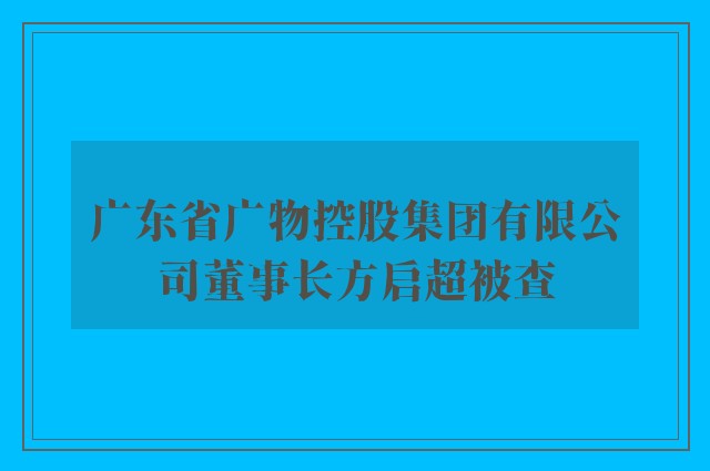 广东省广物控股集团有限公司董事长方启超被查