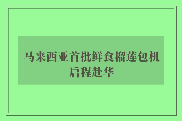 马来西亚首批鲜食榴莲包机启程赴华