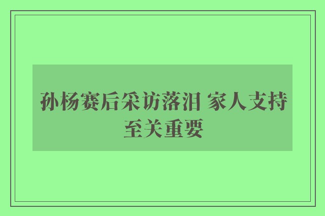 孙杨赛后采访落泪 家人支持至关重要