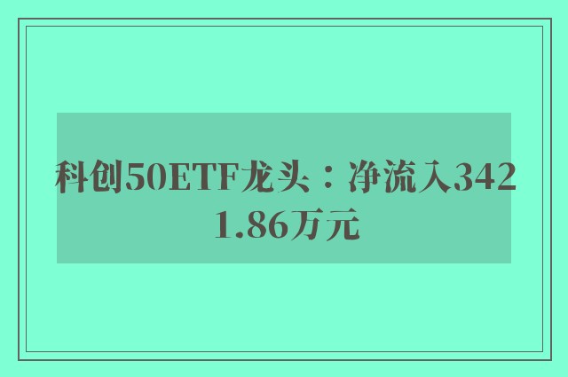 科创50ETF龙头：净流入3421.86万元