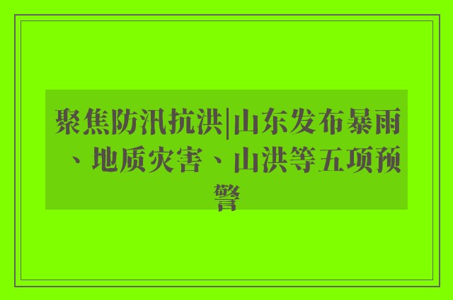 聚焦防汛抗洪|山东发布暴雨、地质灾害、山洪等五项预警