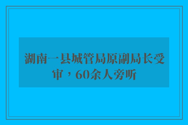 湖南一县城管局原副局长受审，60余人旁听