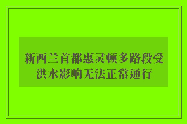 新西兰首都惠灵顿多路段受洪水影响无法正常通行