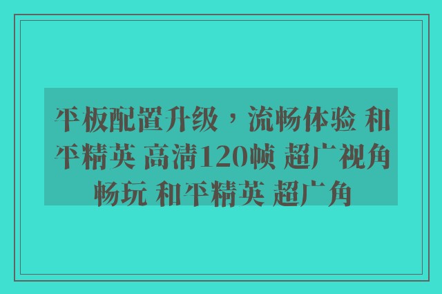 平板配置升级，流畅体验 和平精英 高清120帧 超广视角畅玩 和平精英 超广角