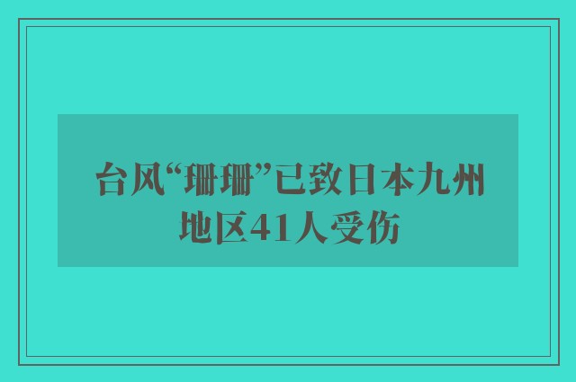 台风“珊珊”已致日本九州地区41人受伤