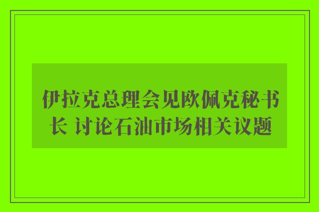 伊拉克总理会见欧佩克秘书长 讨论石油市场相关议题