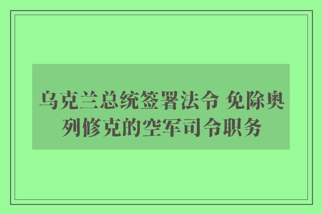 乌克兰总统签署法令 免除奥列修克的空军司令职务