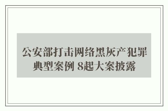 公安部打击网络黑灰产犯罪典型案例 8起大案披露