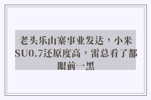 老头乐山寨事业发达，小米SU0.7还原度高，雷总看了都眼前一黑