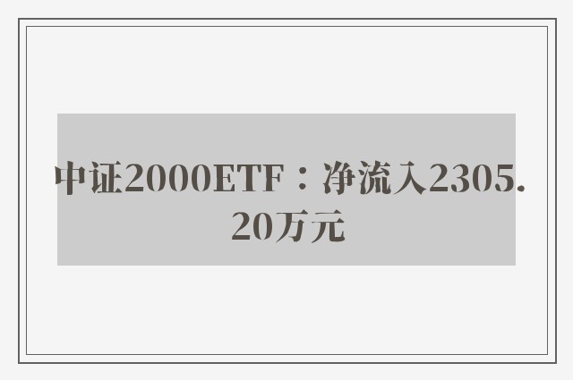 中证2000ETF：净流入2305.20万元