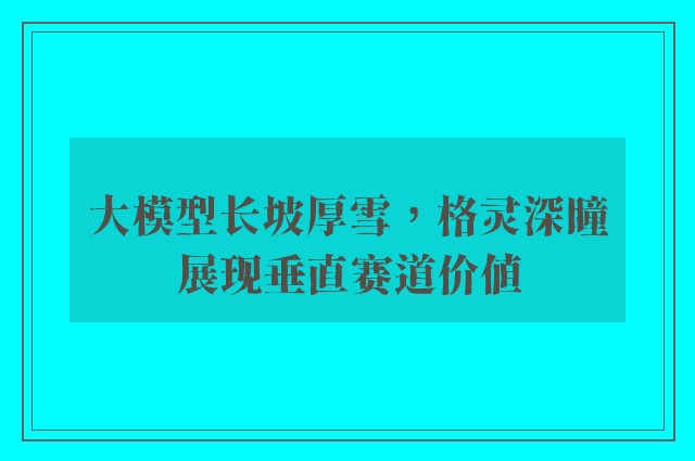 大模型长坡厚雪，格灵深瞳展现垂直赛道价值