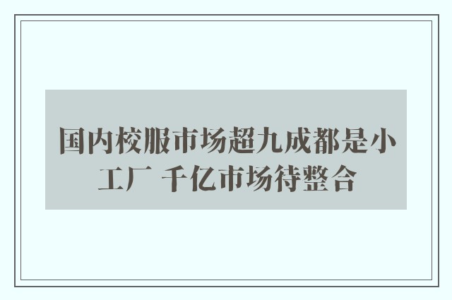 国内校服市场超九成都是小工厂 千亿市场待整合