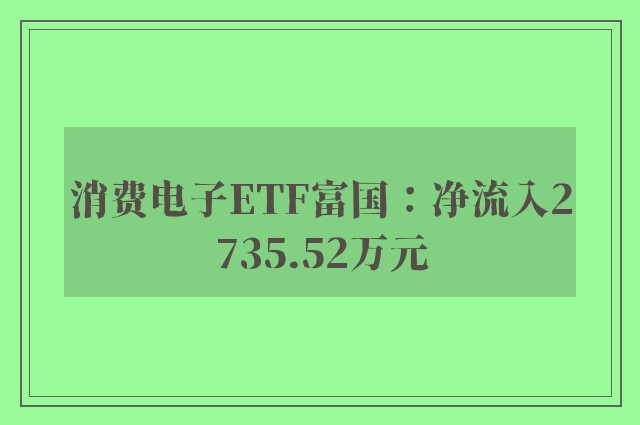 消费电子ETF富国：净流入2735.52万元