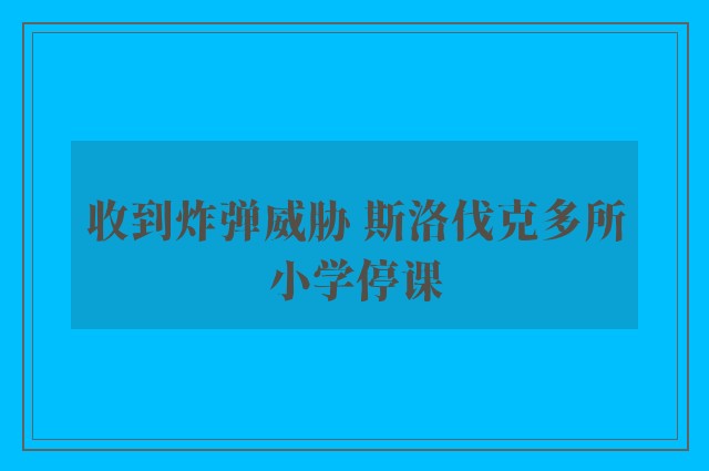 收到炸弹威胁 斯洛伐克多所小学停课