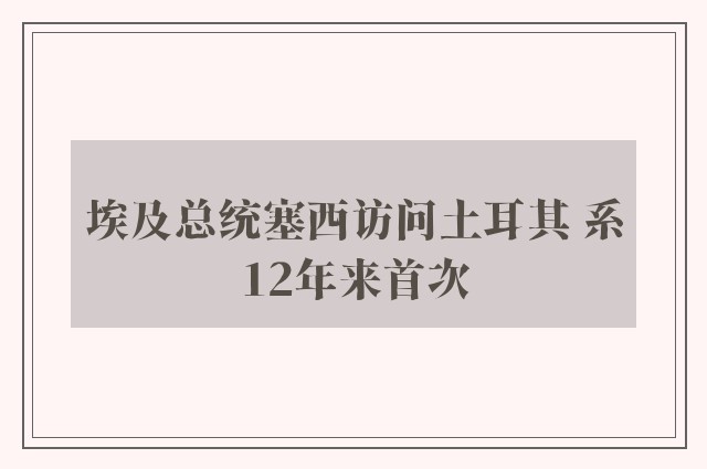 埃及总统塞西访问土耳其 系12年来首次