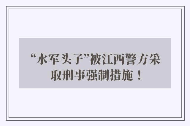 “水军头子”被江西警方采取刑事强制措施！