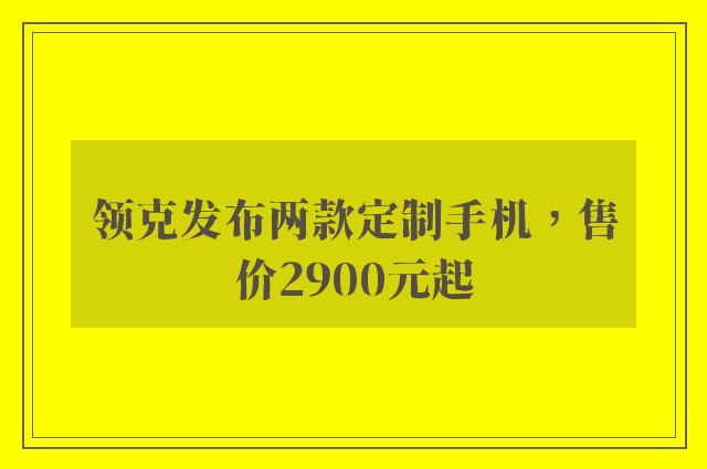 领克发布两款定制手机，售价2900元起