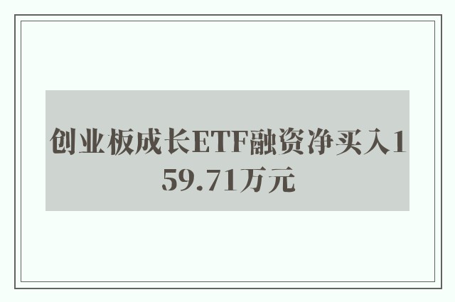 创业板成长ETF融资净买入159.71万元