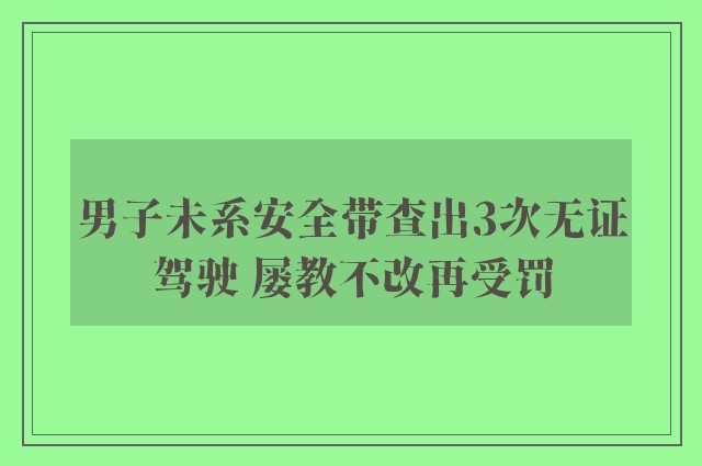 男子未系安全带查出3次无证驾驶 屡教不改再受罚