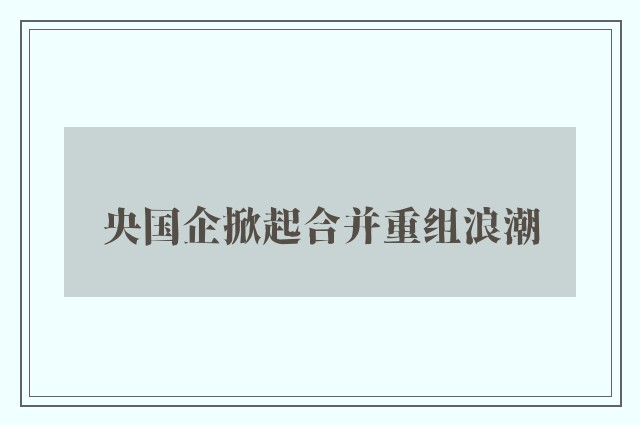 央国企掀起合并重组浪潮