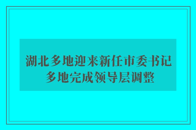 湖北多地迎来新任市委书记 多地完成领导层调整