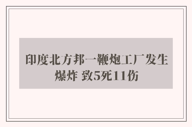 印度北方邦一鞭炮工厂发生爆炸 致5死11伤