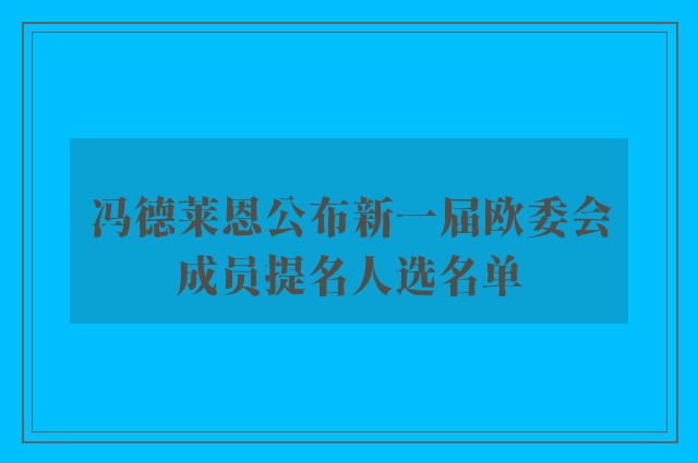 冯德莱恩公布新一届欧委会成员提名人选名单