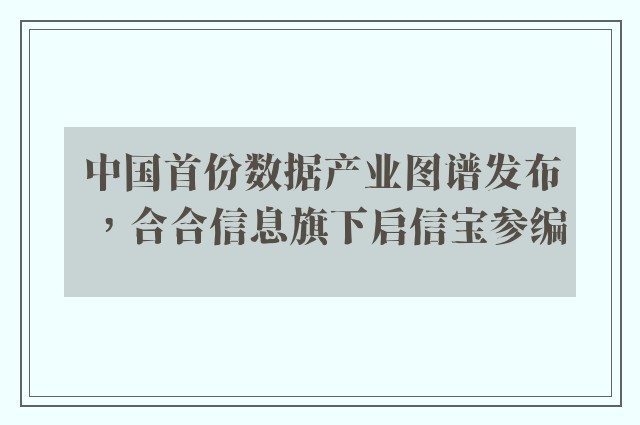 中国首份数据产业图谱发布，合合信息旗下启信宝参编