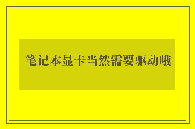 笔记本显卡当然需要驱动哦