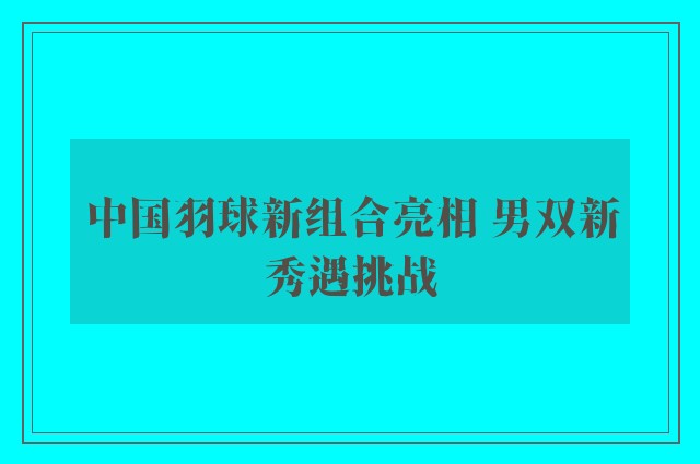 中国羽球新组合亮相 男双新秀遇挑战