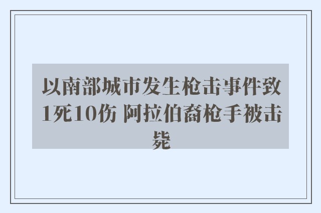 以南部城市发生枪击事件致1死10伤 阿拉伯裔枪手被击毙